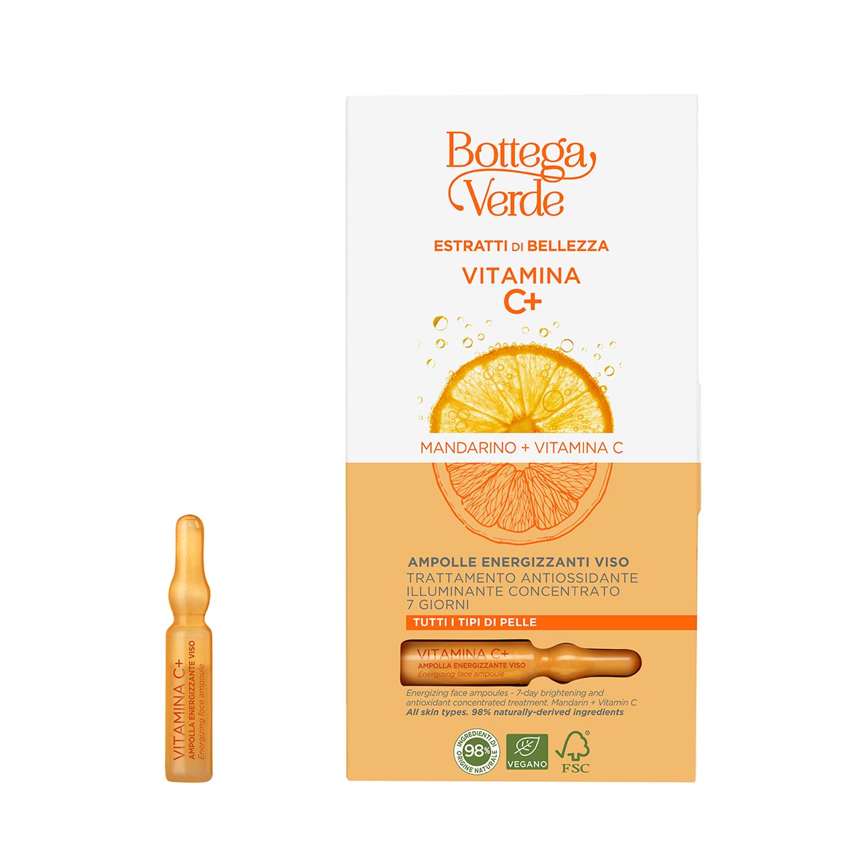Tratament antioxidant si iluminator concentrat pentru toate tipurile de ten -Mandarina + Vitamina C Bottega Verde imagine noua marillys.ro