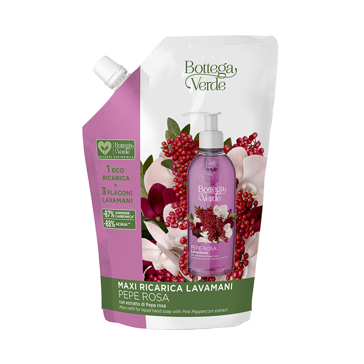 Sapun lichid, delicat, cu extract de piper roz Bottega Verde imagine noua marillys.ro