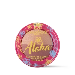 Pudra dubla, iluminant si blush, pentru fata cu ulei de monoi, nuante de roz - Aloha, 5 G
