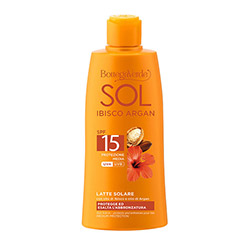 Lapte protectie solara, cu ulei de Hibiscus si Argan, SPF 15 - Sol Ibisco Argan, 200 ML