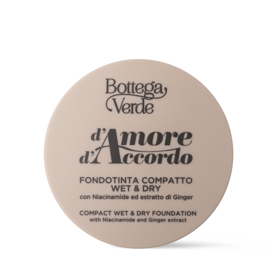 Fond de Ten Compact Wet & Dry cu Niacinamida si Extract de Ghimbir, bej auriu - d'Amore d'Accordo, 8 G