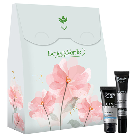 Set cadou barbati, hidratare si matifiere, cu acid hialuronic si ceramide vegetale - Uomo+, 50 ML, 15 ML