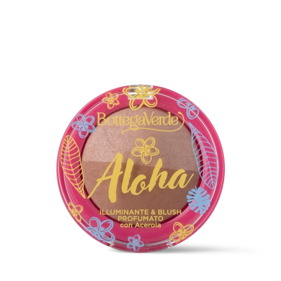 Pudra dubla, iluminant si blush, pentru fata cu ulei de monoi, nuante naturale - Aloha, 5 G