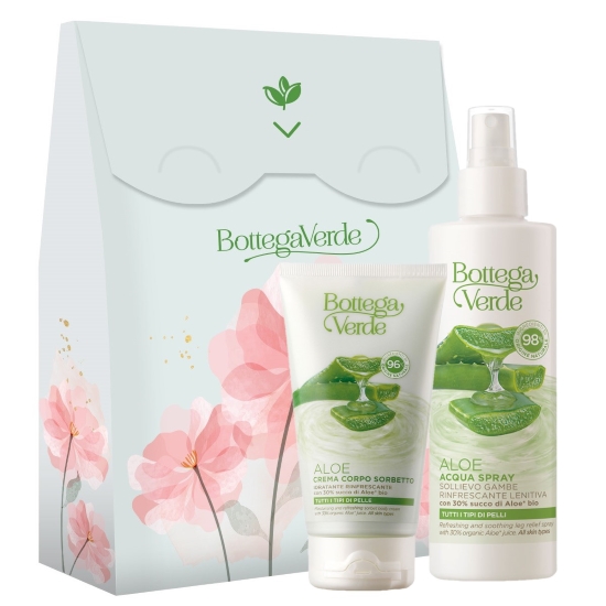 Set cadou ingrijire corp cu suc de aloe vera bio, 150 ML + 150 ML