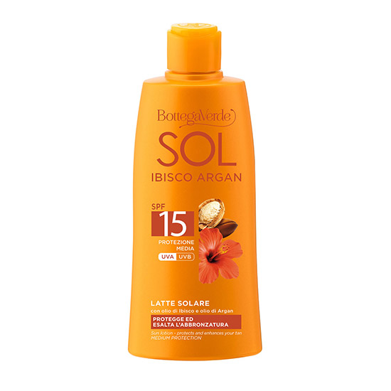 Lapte protectie solara, cu ulei de Hibiscus si Argan, SPF 15 - Sol Ibisco Argan, 200 ML