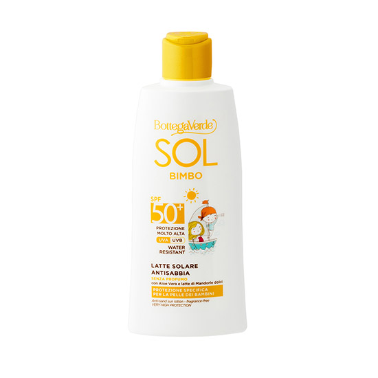 Protectie solara copii, rezistent la apa, cu extract de Aloe Vera si lapte de migdale dulci, SPF 50+ - Sol Bimbo, 200 ML