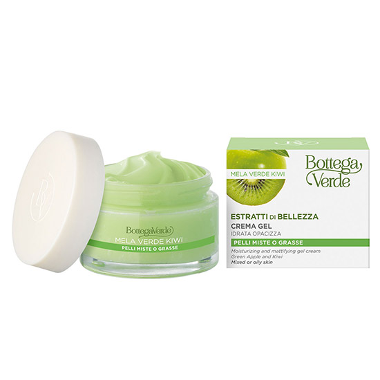 Crema-gel hidratanta, pentru ten gras si mixt, cu mar verde si kiwi - Estratti di Bellezza, 50 ML