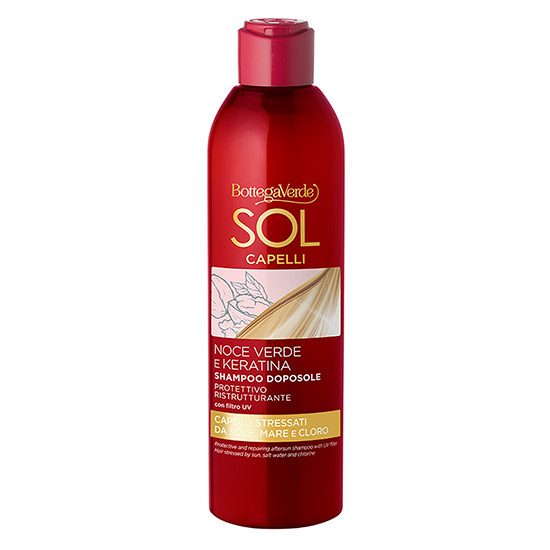 Sampon dupa plaja, cu ulei de nuci verzi si keratina - Sol Capelli Noce Verde e Keratina, 250 ML