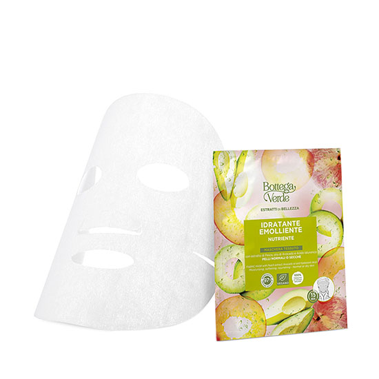 Masca de fata, hranitoare, cu extract de piersici, ulei de avocado si  acid hialuronic, pentru piele normala sau uscata - Estratti di Bellezza, 1 buc