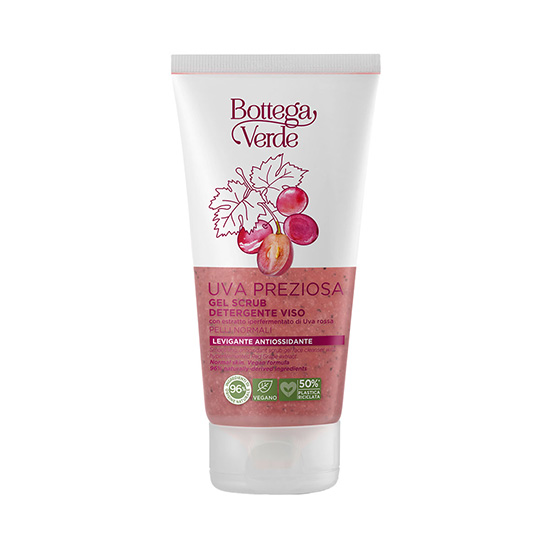 Gel scrub, pentru fata, cu extract hiperfermentat de struguri rosii - Uva Preziosa, 150 ML
