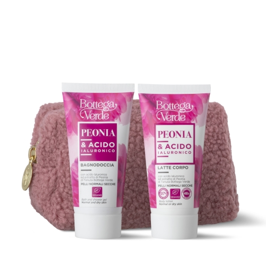 Set cadou, travel size, ingrijire corp cu bujor - Peonia e Acido ialuronico, 2x50 ML